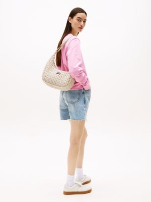 beige quilted shoulder bag for women tommy jeans