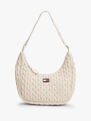 beige quilted shoulder bag for women tommy jeans