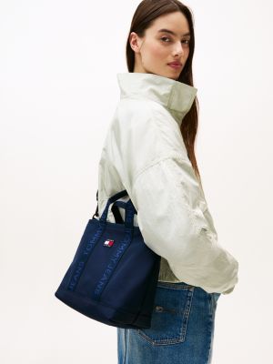 cabas essential à motif logo bleu pour femmes tommy jeans