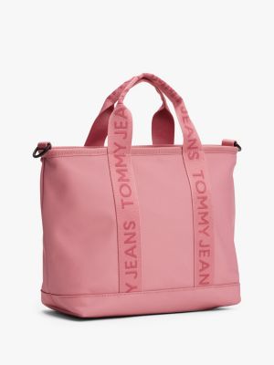 roze essential shopper met logo voor dames - tommy jeans