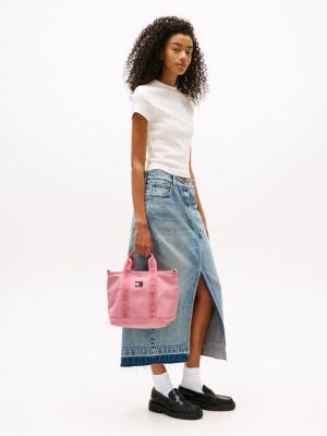 roze essential shopper met logo voor dames - tommy jeans