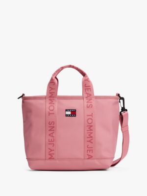 pink essential repeat logo tote bag for women tommy jeans