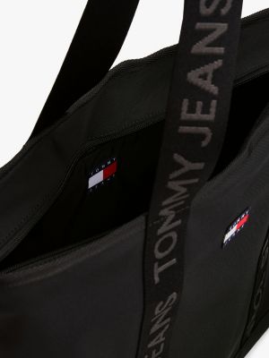 black essential repeat logo tote bag for women tommy jeans