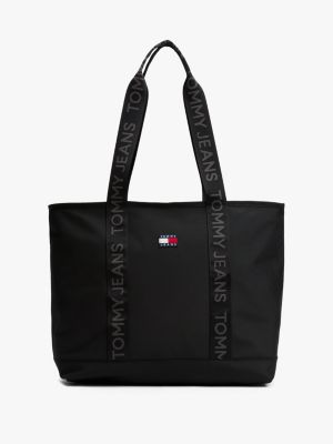 black essential repeat logo tote bag for women tommy jeans