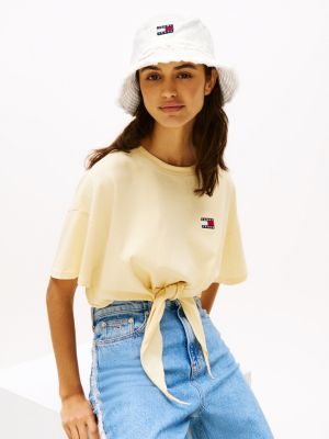 white heritage frayed denim bucket hat for women tommy jeans