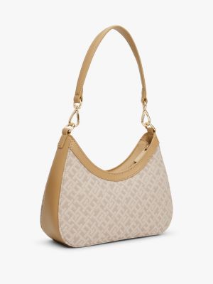 bolso de hombro con monogramas en jacquard multicolor de mujeres tommy hilfiger