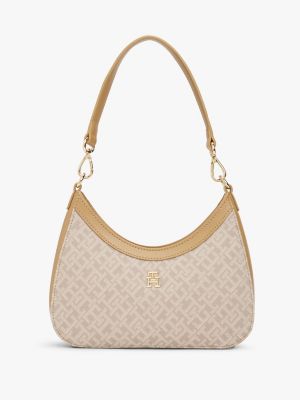 bolso de hombro con monogramas en jacquard multicolor de mujeres tommy hilfiger