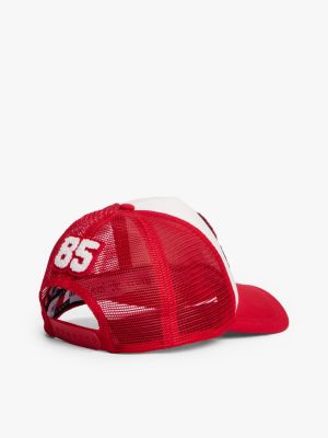 red tommy girl trucker-cap aus mesh mit herz-logo für damen - tommy jeans