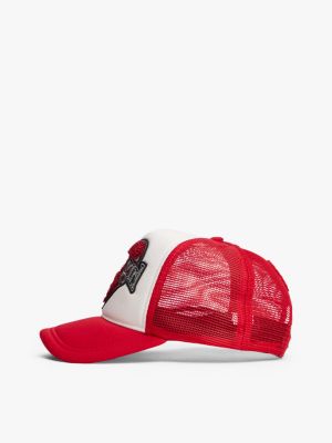 rot tommy girl trucker-cap aus mesh mit herz-logo für damen - tommy jeans
