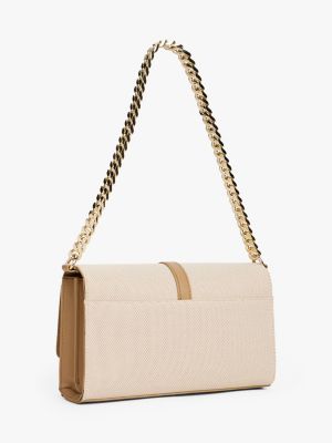 sac bandoulière heritage en toile beige pour femmes tommy hilfiger