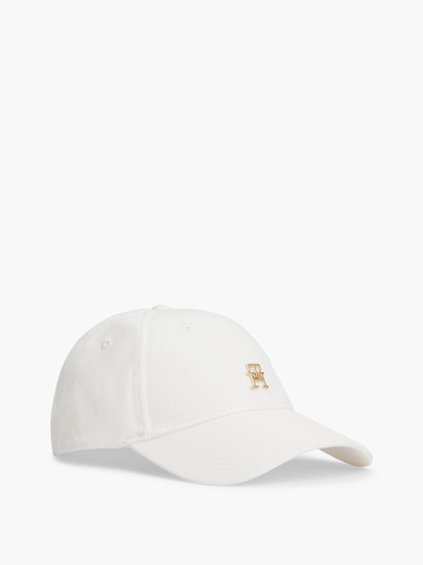 Chic TH Monogram Plaque Baseball Cap — White