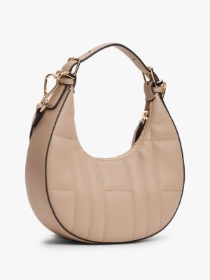 beige gesteppte crossbody-schultertasche für damen - tommy hilfiger