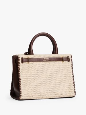 cabas the american icon tissé beige pour femmes tommy hilfiger