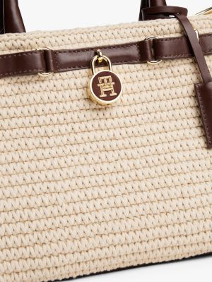cabas the american icon tissé beige pour femmes tommy hilfiger