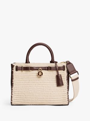 cabas the american icon tissé beige pour femmes tommy hilfiger