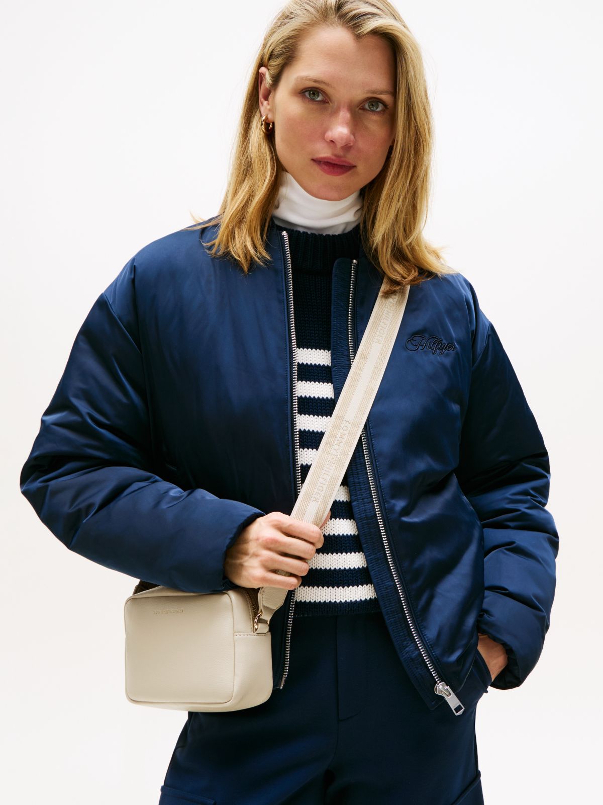 Webbing Crossbody Camera Bag — Beige