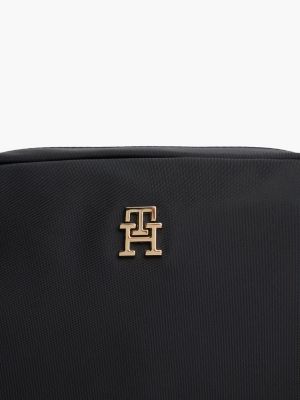 black th monogram crossbody camera bag for women tommy hilfiger