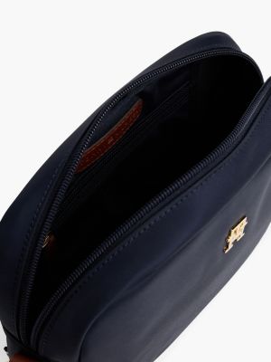 blue th monogram crossbody camera bag for women tommy hilfiger