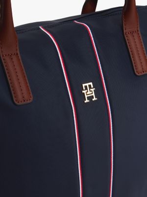 blauw zakelijke totebag met th-monogram voor dames - tommy hilfiger