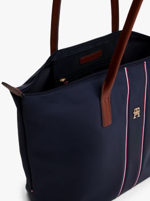 blauw zakelijke totebag met th-monogram voor dames - tommy hilfiger