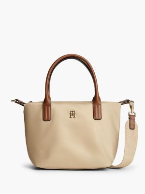 beige popette crossbody tote bag for women tommy hilfiger