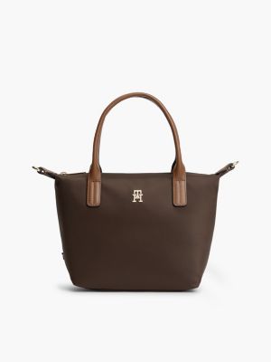 brown popette crossbody tote bag for women tommy hilfiger