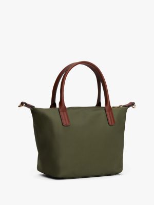 borsa tote con tracolla in tessuto verde da donne tommy hilfiger