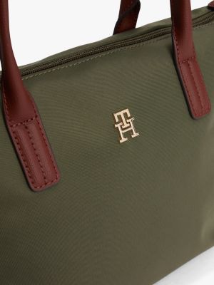 borsa tote con tracolla in tessuto verde da donne tommy hilfiger