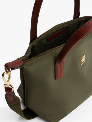 borsa tote con tracolla in tessuto verde da donne tommy hilfiger