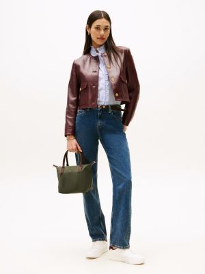 borsa tote con tracolla in tessuto verde da donne tommy hilfiger