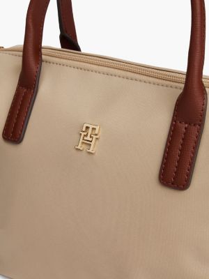 beige th monogram tote bag for women tommy hilfiger