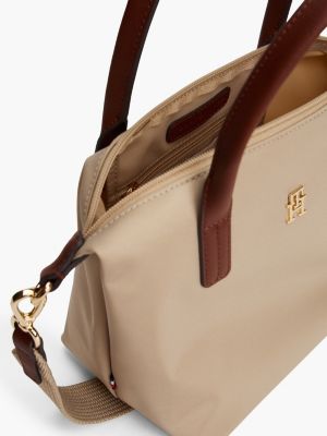beige th monogram tote bag for women tommy hilfiger