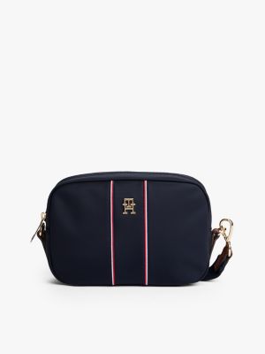 blue th monogram crossbody camera bag for women tommy hilfiger