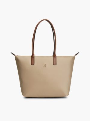 beige popette tote bag for women tommy hilfiger
