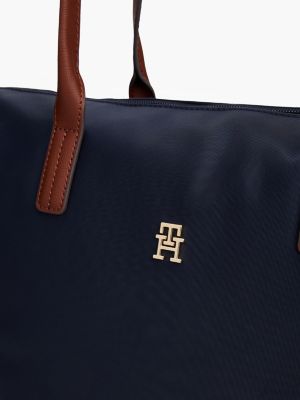 borsa tote con monogramma th blu da donne tommy hilfiger