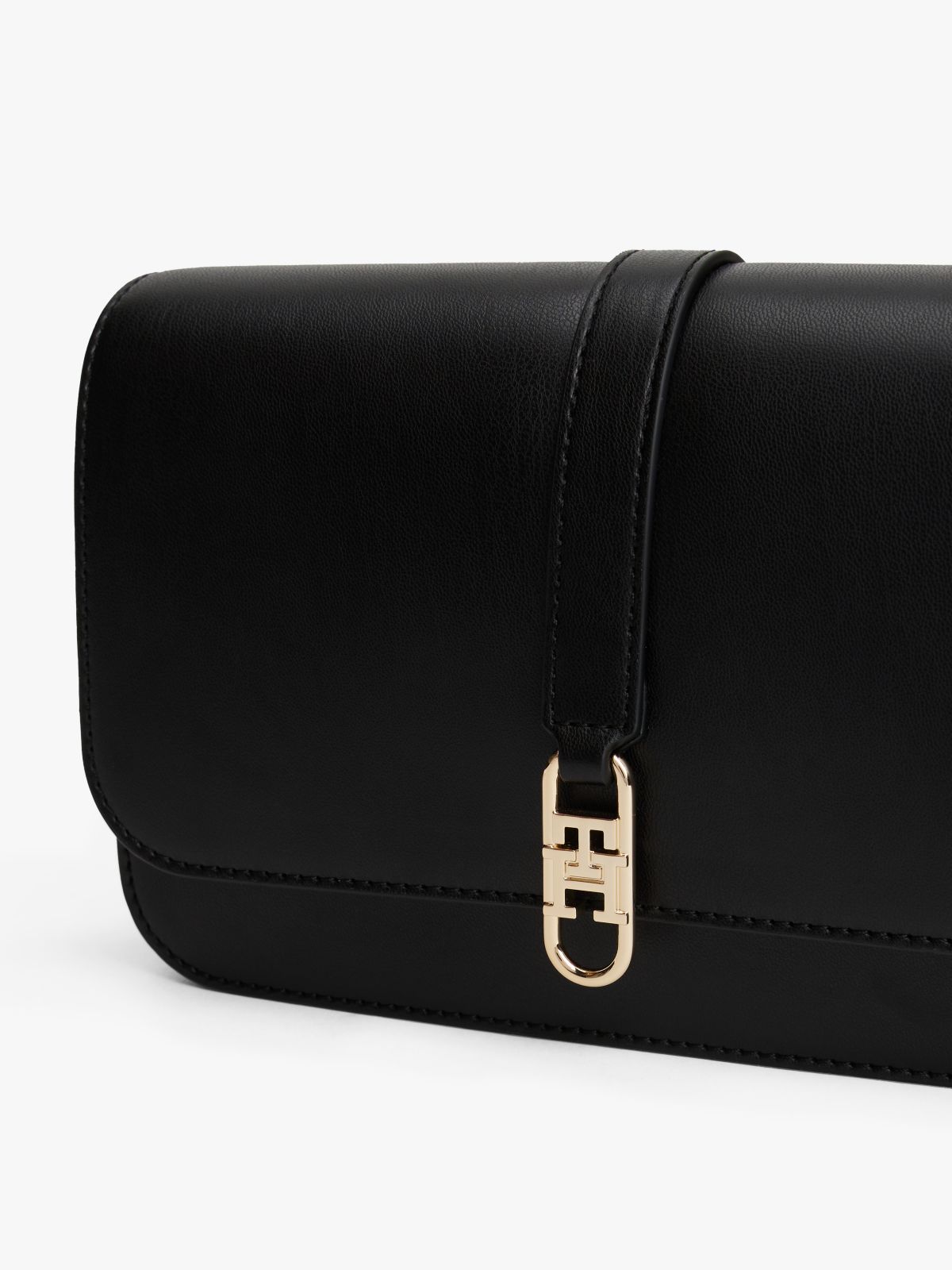TH Monogram Flap Crossbody Bag — Black