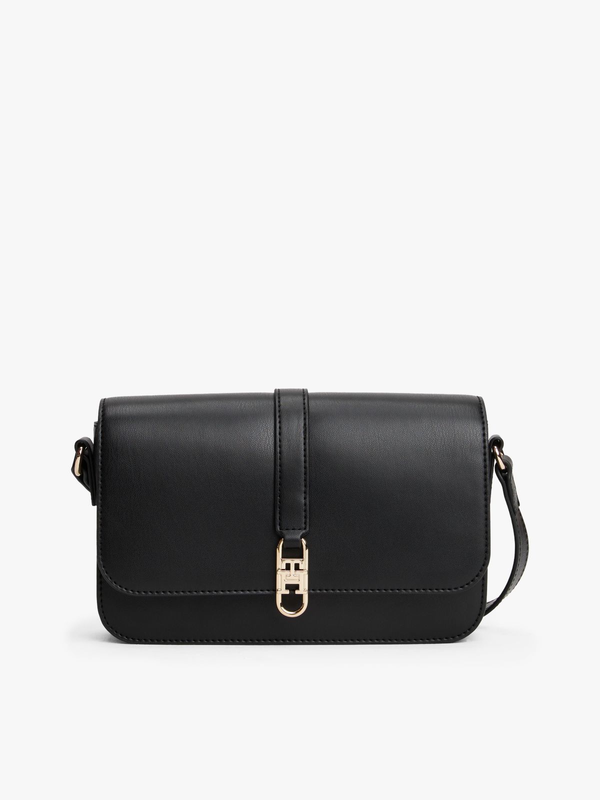 TH Monogram Flap Crossbody Bag — Black