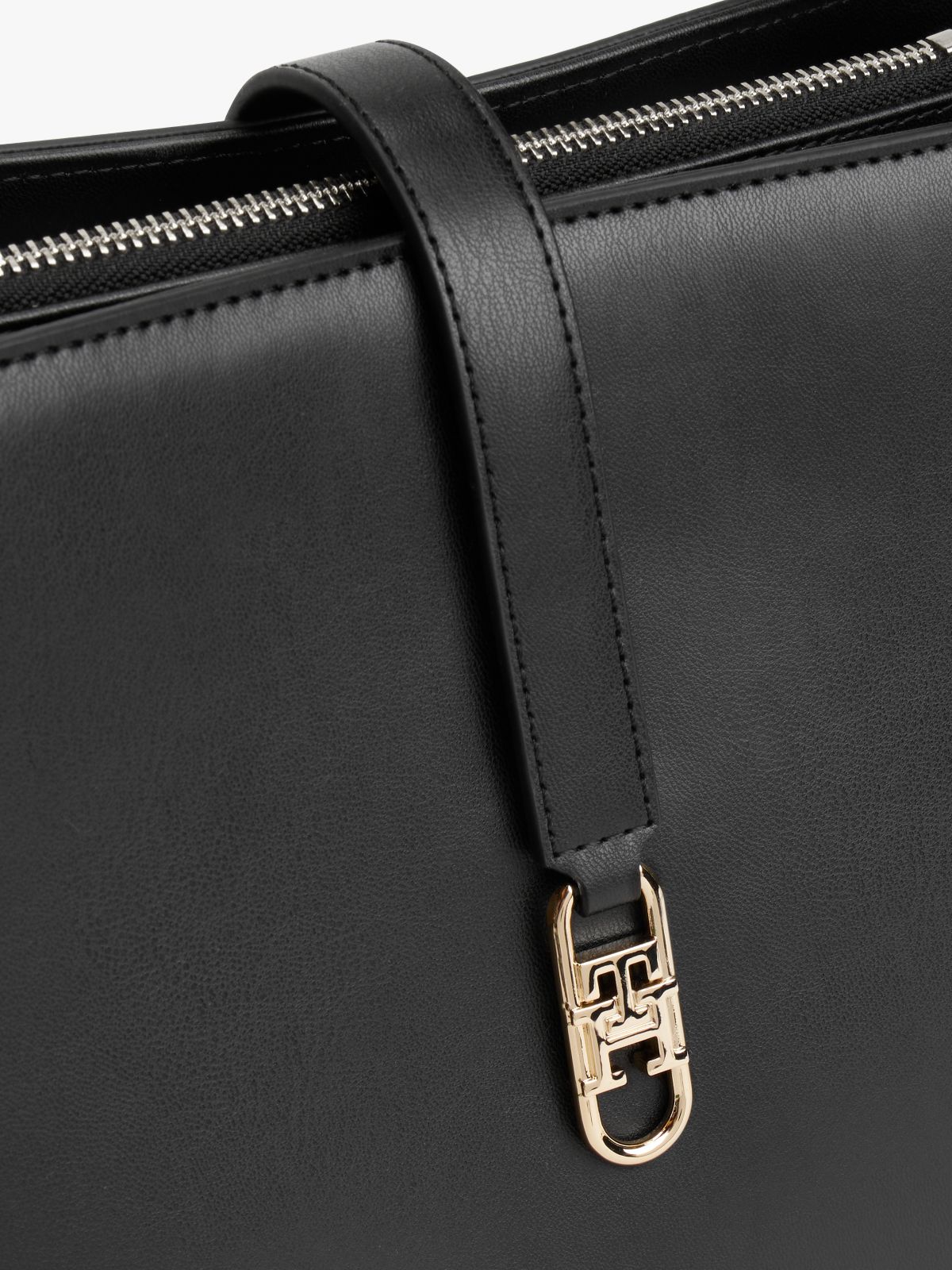TH Monogram Crossbody Satchel — Black