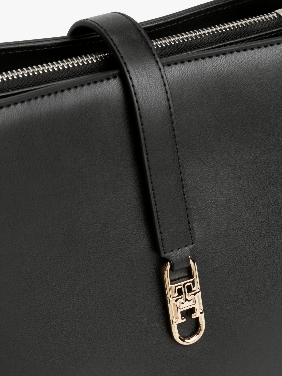 TH Monogram Crossbody Satchel — Black