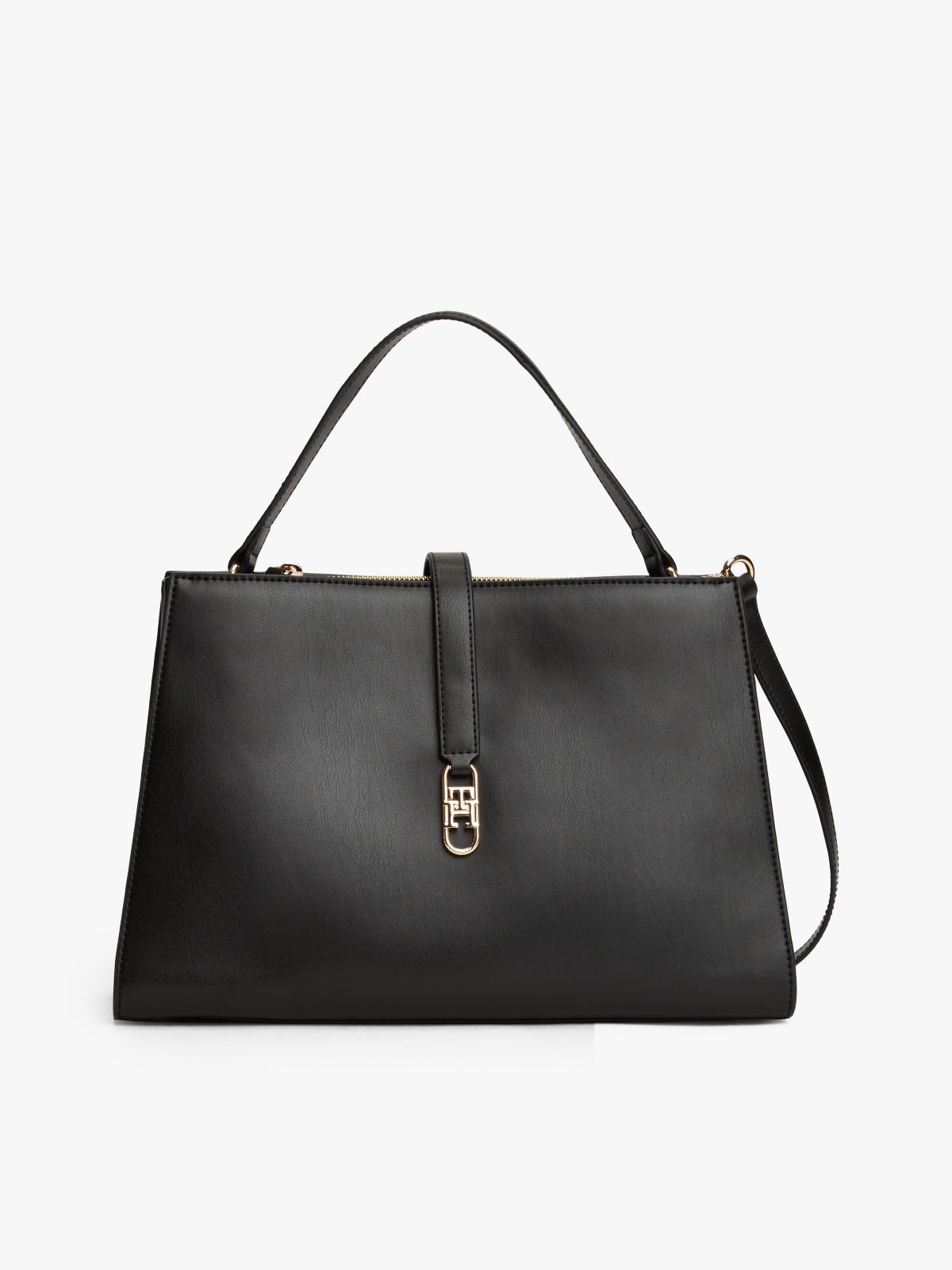 TH Monogram Crossbody Satchel — Black