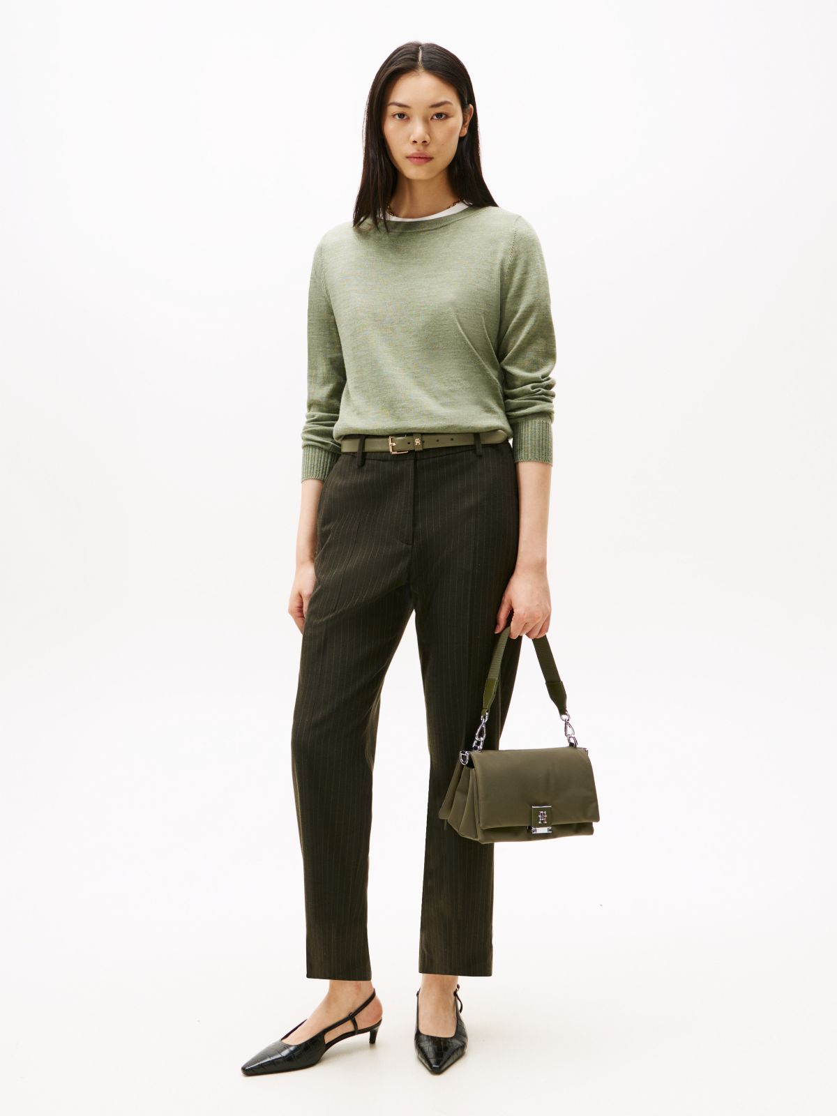 Webbing Strap Crossbody Bag — Green