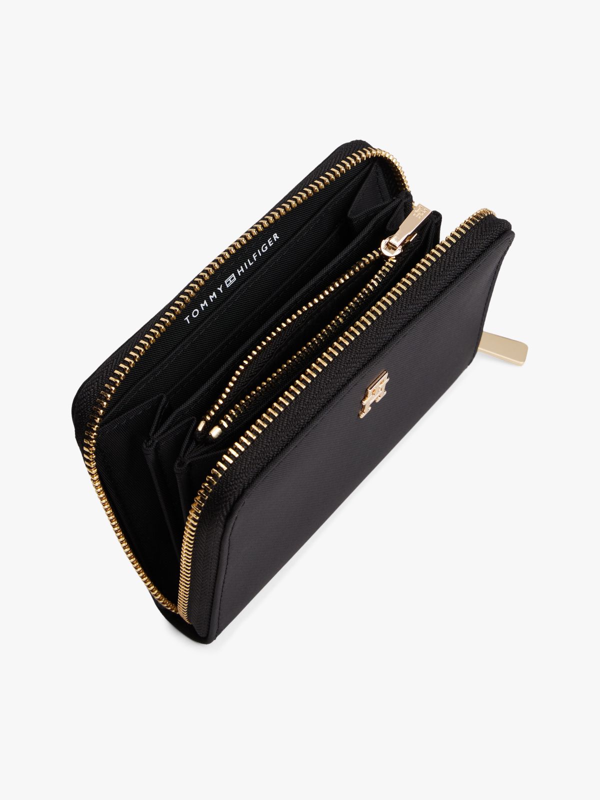 TH Monogram Zip-Around Wallet — Black