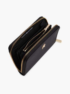 black th monogram zip-around wallet for women tommy hilfiger