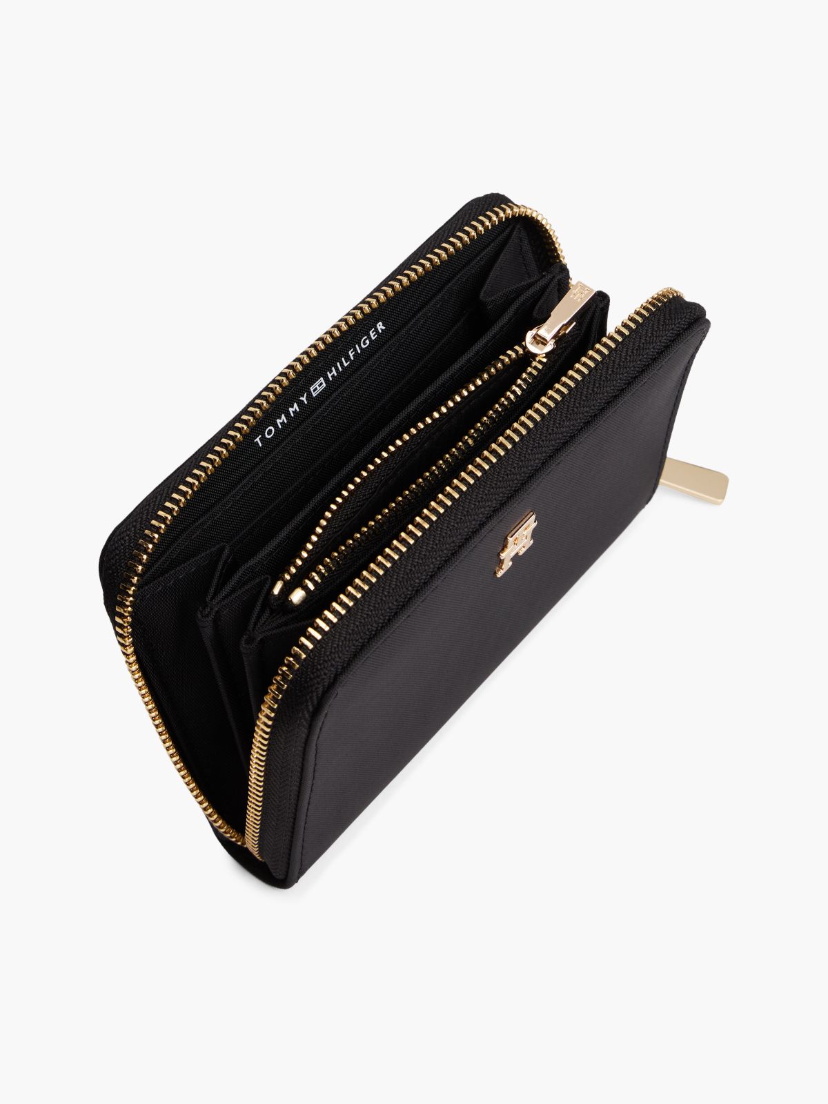 TH Monogram Zip-Around Wallet — Black