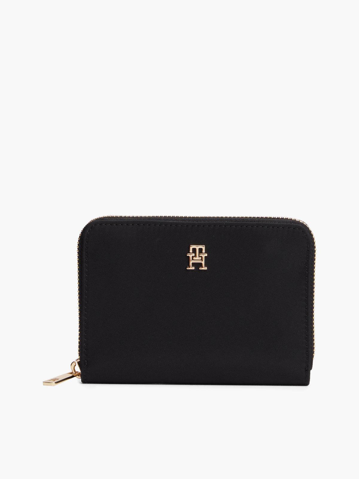 TH Monogram Zip-Around Wallet — Black