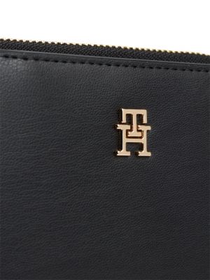 black hilfiger icon zip-around flap wallet for women tommy hilfiger