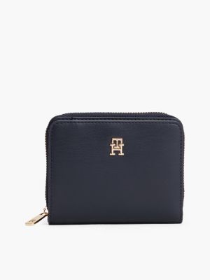 portefeuille à rabat hilfiger icon zippé blue pour femmes tommy hilfiger