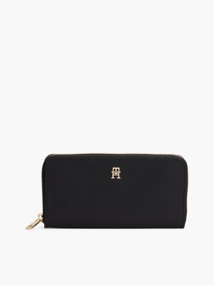 portefeuille zippé doux black pour femmes tommy hilfiger