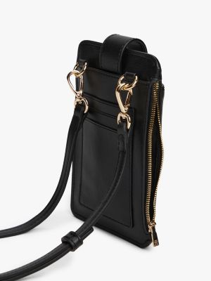 black th monogram phone pouch for women tommy hilfiger