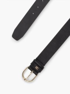 Essential Leather TH Monogram Plaque Belt — Black 2